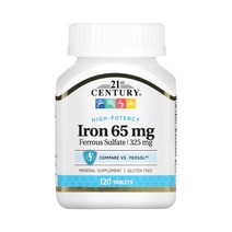 21세기센트리 High-Potency 아이언 철분 글루콘산철 65mg 120정, 27mg/110정, 1개