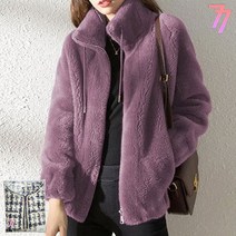 77우먼스 여성 보송 퍼 아우터 페이크퍼 밍크 집업 자켓 외투 빅사이즈 루즈핏 [리현]