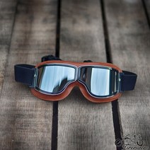 스포츠 레트로 할리 오토바이 바이크 마스크 고글 34 헬멧 근시는 대형 프레임 전기, FR 스몰 프레임 브라운 가죽 전기도금