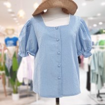 에이비에프지 스퀘어넥 체크 블라우스 AFV2HB62F