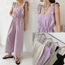 매직 프릴 멜빵 스트링 점프수트