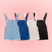 [코튼/데님] 미니 롤업 오버롤즈 (데님오버롤 중청오버롤 중청멜빵반바지 데님멜빵반바지 데님와이드팬츠 포켓 데일리 무지 캐주얼 점프수트 점프슈트 3부반바지쇼츠 캠핑룩코디 여자 여성)