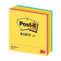3M 포스트잇 형광 점착 메모지 76x76 2개 문구스티커 접착북마크
