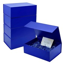 Corlcol 5팩 핑크 선물 상자 34.9 x 24.8 11.9cm(13.7 9.8 4.7인치) 신부 들러리 분쇄 종이 필러520042, 5-Pack Blue