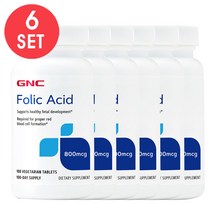 GNC [6개 SET] 엽산 800mcg 100정 (타블렛) Folic Acid 100tabs, 1개