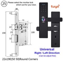 현관문번호키 RAYKUBE Wifi 전자 도어 잠금 치 Tuya APP 원격/생체 인식 지문/스마트 카드/암호/키 잠금 해제 FG5 Plus, 15 22x190 5050 R