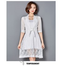 ANYOU 가디건 캐주얼 3종컬러 클래식 가디건 볼레로, 화이트