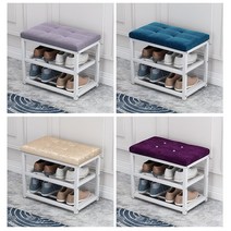 미니 벤치신발장 2단 신발수납 벤치형수납장 문 앞 걸상용 스툴, 70x45x30 가죽 퍼플