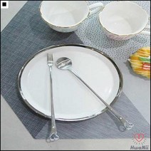 롱티스푼 21cm 하트디자인 은은한색감 롱포크 롱스푼