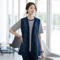 엄마옷 모슬린 장미 레이스 조끼 VE204112마담 미시옷 50대 중년여성의류 60대 엄마옷 빅사이즈 할머니옷 여성옷 여름