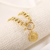 IHK 18K 금도금 여신 두상 팔찌