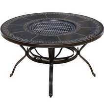 야외 바비큐 숯불 테이블 화로 마당 하향식 로스타, 보르도 의자 6개 + 130CM 숯테이블