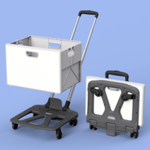 큐폴드 접이식카트 폴딩박스 세트 기본형 4바퀴 장바구니캐리어 핸드 쇼핑, 다크그레이 박스 + 카트