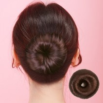 똥머리 가발 올림머리 당고머리 만두머리 부분 밴드 셀프 스틱, 다크브라운(b)