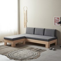블리스데코 파인 소나무원목 데이베드 패브릭 소파세트+등쿠션 DLA059_C, 매트 : 그레이 - 쿠션 : 브라운