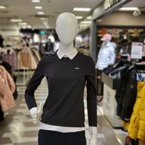 루이까스텔 여성 골프 뒷지퍼 에리 밑단 배색 카라티셔츠 3LTTS307 블랙 루이 777