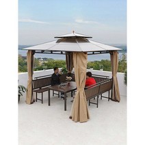 시스템 파고라 조립식 정자 퍼걸러 가제보 텐트 어닝, 3.0x3.0m + 커튼