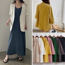 아이우먼 오버핏 린넨 자켓 빅사이즈 마 여름 테일러드 아우터