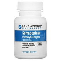 Lake Avenue Nutrition Serrapeptase Proteolytic Enzyme 120000 SPUs 30 Veggie Capsules, One Size, One Color