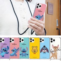 갤럭시S23 케이스 GF 디즈니 폰스트랩 핸드폰줄 목걸이 줄 곰돌이푸 스티치 밤비 SM-S911