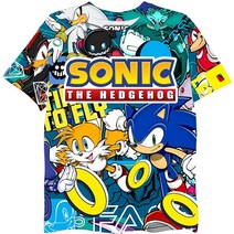 FREEZE Sonic The Hedgehog 남아용 반소매 티셔츠 - 올 오버 프린트 디자인 소닉 티 승화, Sublimated