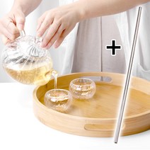 커빙 대나무 우드 트레이+레터링빨대 나무 쟁반 원목 혼밥 카페 커피 트레이 오봉, 커빙_밤부 트레이35cm+레터링빨대