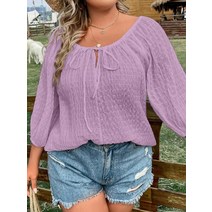 빅 사이즈 타이넥 볼륨 소매 블라우스