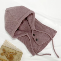 국산 여성 단추 겨울 바라클라바 니트 후드 넥 워머 모자 머플러 골프, 베이지1