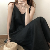 IBOY UGIRL 린넨 끈나시 롱 원피스