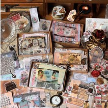 빈티지 재료 시리즈 스티커 배경지 세트 200장 다꾸 스티커 4종, 2.그린