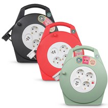 LUG 러그 10M 멀티탭 3구 USB 2포트 접지 케이블 릴선 전기연장선 코드릴 캠핑용 비상용 여행용 휴대용, 레드