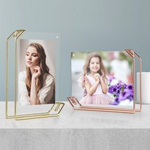 로즈골드 투명 아크릴액자 소형 가로세로 사진 세우기 포토테이블 결혼식, 리브리움 탁상액자 로즈골드 소