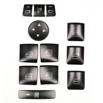 12PCS 메르세데스 벤츠 GLK ML GL a B C E G 클래스 W204 x166에 대 한 자동차 도어 팔걸이 창 스위치 단추 트림 커버 스티커, Black