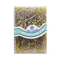 메리드레스 볼 칼라 실크핀 시침핀, 노랑, 1개