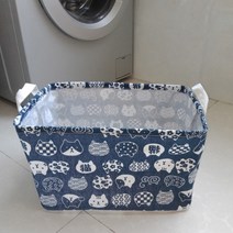 더캣 접이식빨래바구니 의류수거함 세탁무보관함 빨래수거함 세탁물바구니 방수바구니, 네이비냥이