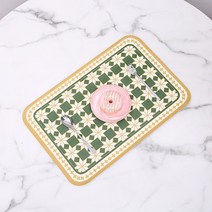 아메리칸 앤티크 플로럴 라이트 럭셔리 양식 매트 핸드페인팅 전원식 매트 컵받침 단열매트, 빈티지 라임, 하나