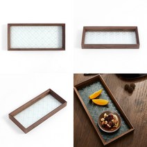 엔티크 플라워 유리트레이 30X14CM 월넛 유리페트리디시 유리샬레 유리쟁반