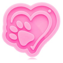 빛나는 광택 심장 키 체인 금형 - DIY 수제 매력 금형 - 금형 수지 공예 - 에폭시 쥬얼리 실리콘 금형, 하나, 분홍