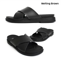 셀러허브 패션 [멜팅브라운] 남성 캐주얼 소가죽 스트랩 슬리퍼 사무실화