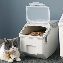 고양이 사료 보관법 강아지 보관함 사료통 바퀴 대용량 강아지가 식통, 그레이