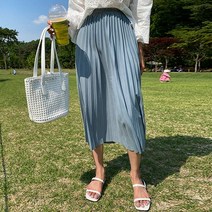 바잉몰 여성 고급지는 플리츠 롱스커트 주름치마 밴딩 빅사이즈 스커트