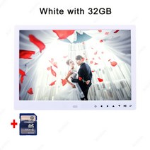 디지털액자 13 인치 전자 앨범 디지털 사진 프레임 LED 스크린 이미지 그림 음악 비디오와 좋은 선물, 08 White with 32GB
