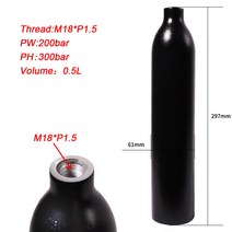 0.5L 알루미늄 탱크 4500psi 500cc PCP HPA 페인트 볼 스쿠버 화재를 위한 팽창식 키트, M18 * P1.5 탱크