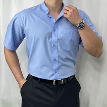 포시즌셔츠 차이나카라 남자 반팔 와이셔츠 진소라 남성 일반핏 1063 차이나넥 노타이 헨리넥