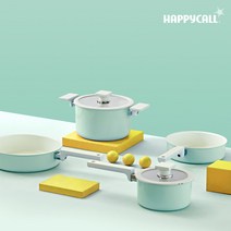 해피콜 앳지 블랑 냄비+후라이팬 IH 인덕션 4종 세트(민트&펄 그레이), 민트