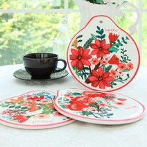 꽃무늬 도자기 부엌용품 찌개 냄비깔개 부엌소품 라면냄비 오븐그릇받침 판, B (merry)