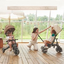 [모비딕컴퍼니] 슉바이크 발란스바이크 아기붕붕카 유아붕붕카 롤링카 조카선물 말타기, 잇★ 핸들 세발자전거 폴딩 멀티 유모차자전거 브라운, [좋아요]
