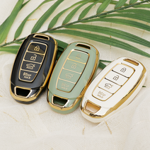 바이어블 자동차 스마트키 폴딩키 TPU 풀커버 케이스 현대 기아 쉐보레 벤츠 아우디 BMW, 09) 4버튼 G타입 (VA-TA38), 화이트골드