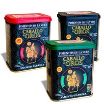 CABALLO DE OROS La Vera D.O.P의 파프리카 단맛 쓴맛 매운맛 75g 3종 세트