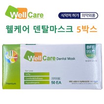 [5박스] 웰케어 덴탈마스크 의약외품 식약처 허가 kM덴탈마스크 케이엠델탈마스크 유한킴벌리덴탈마스크 1회용마스크 50매